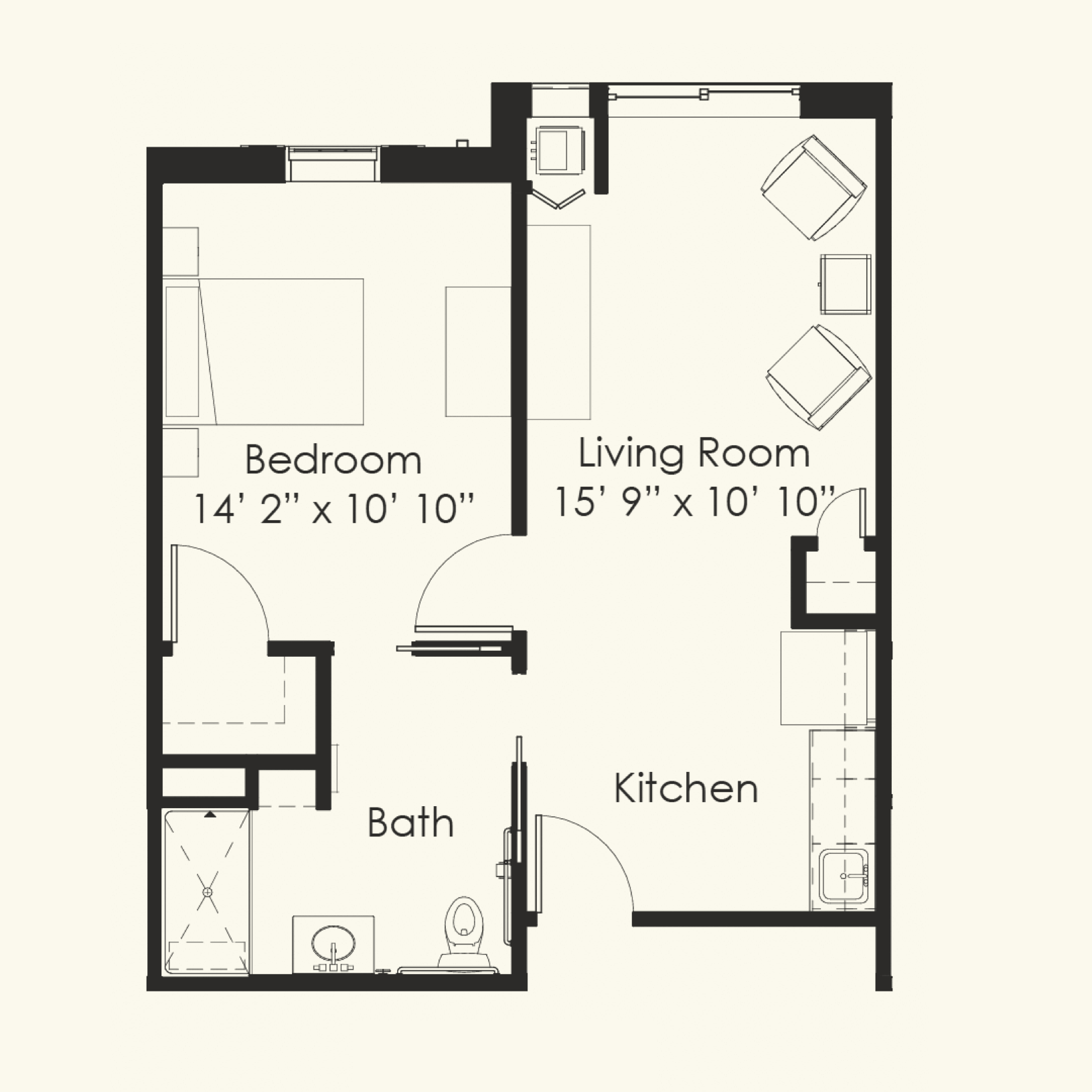 one bed layout