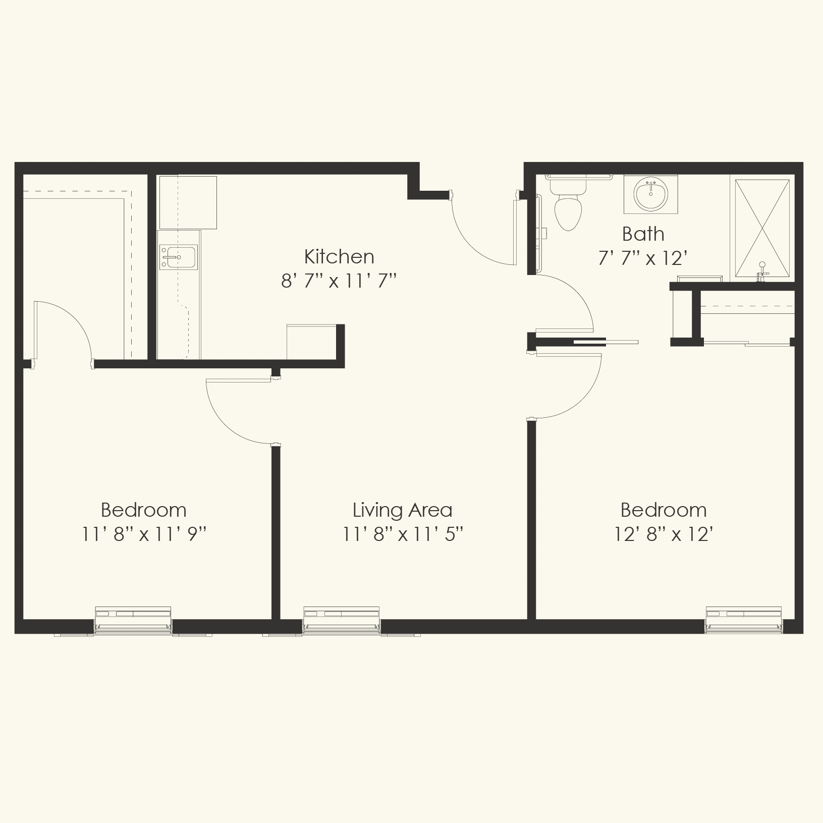 2 bed layout