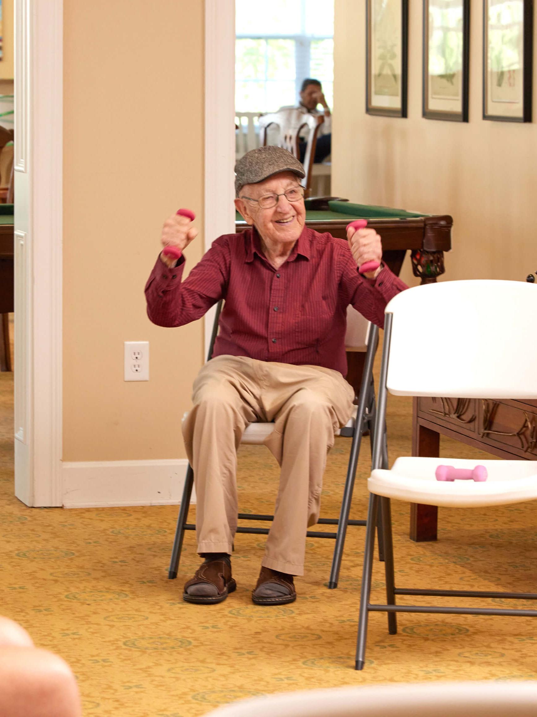 resident participating in exercise class