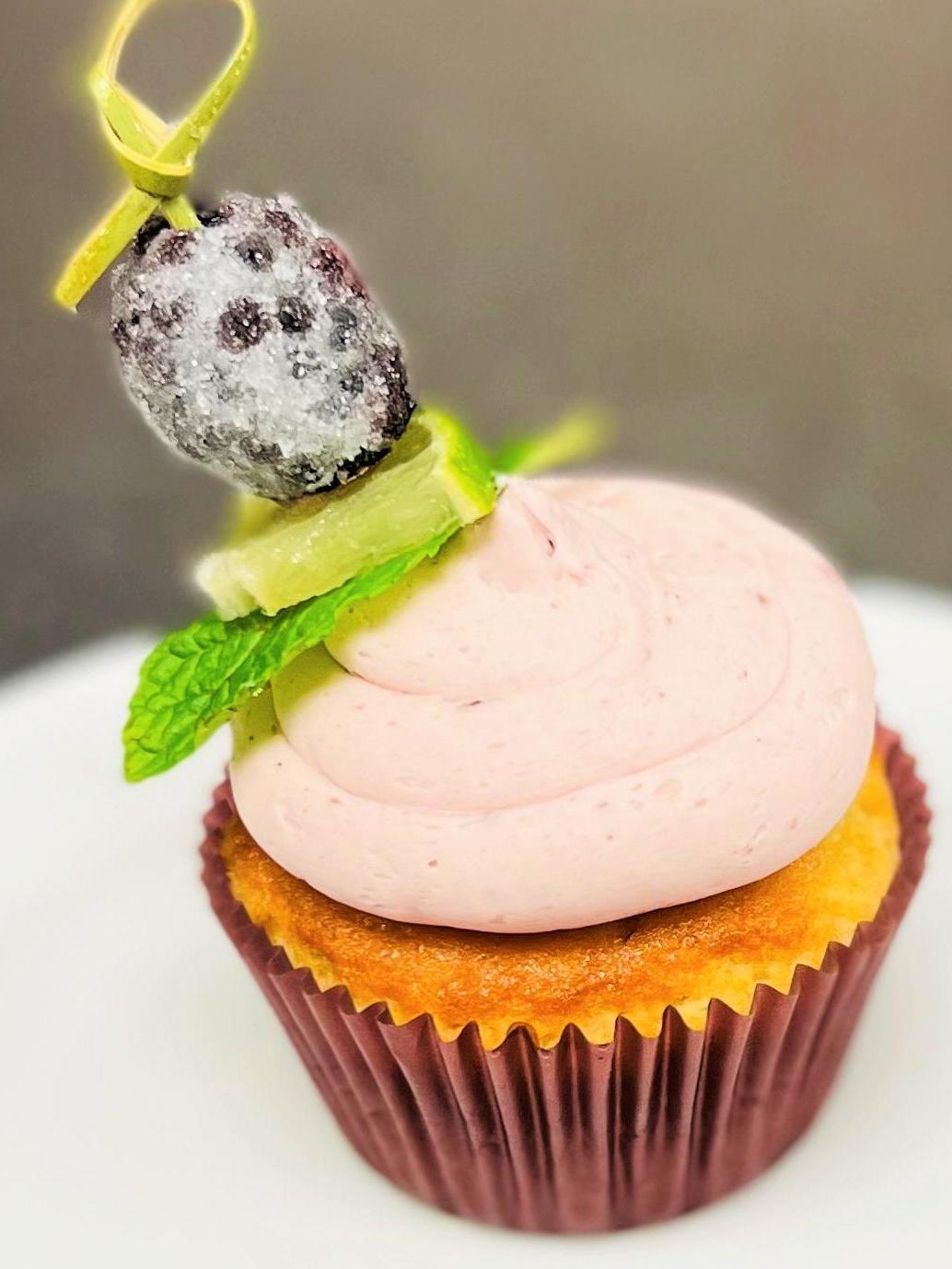Blackberry mojito cupcake